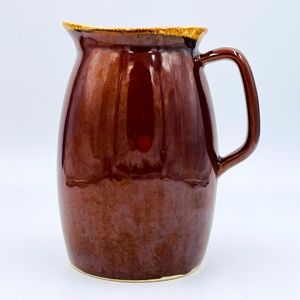 Hull USA Pottery Brown Drip Glaze Pitcher 32 oz Milk Water Jug Made in USA 60s